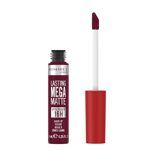 Rimmel London Lasting Mega Matte Liquid Lipstick, Long-Lasting, Hydrating, Vegan Formula - 810 - Plum this Show, 0.25oz