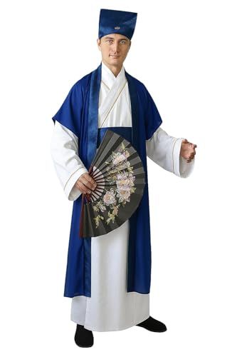 Lazutom Adult Ancient Chinese Scholar Costume Confucius Outfit for Cultural Festival Stage Performance Halloween Cosplay
