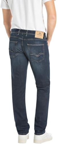 REPLAY Męskie dżinsy Grover Power Stretch, ciemnoniebieskie 007 (niebieskie), 31 W/32 L, 007 Dark Blue, 31W / 32L