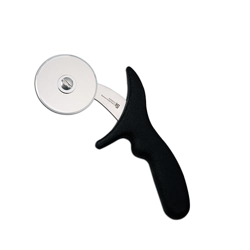 Image of HS 2.5 Inch Professional Pizza Cutter with Medium Handle, Sandwich Paratha Chapati Roti Wheel Smooth Rotating Slicer Food Grade Stainless Steel, Japanese Grade for Home and Commercial Use, Black
