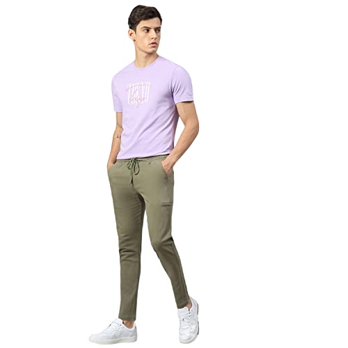 Image of Hubberholme Men's Tapered Fit Cotton Trousers, Ankle Length Elastic & Drawstring Waist Chinos