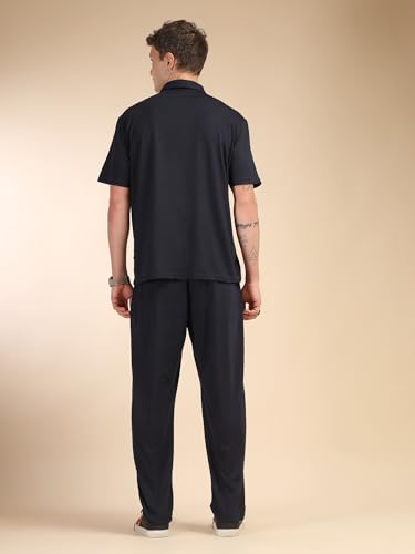 Image of Thomas Scott Men's | Relaxed Fit | Solid | 100% Polyester | Co-Ord Set With Short Sleeves & Spread Collar