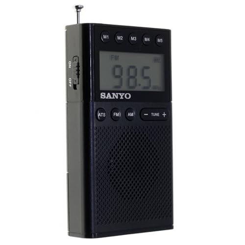Radio Digital con Presintonias. KS-121P. Sanyo. Entrada para Auriculares. LCD Display. FM/Am Tuner. (Negro)