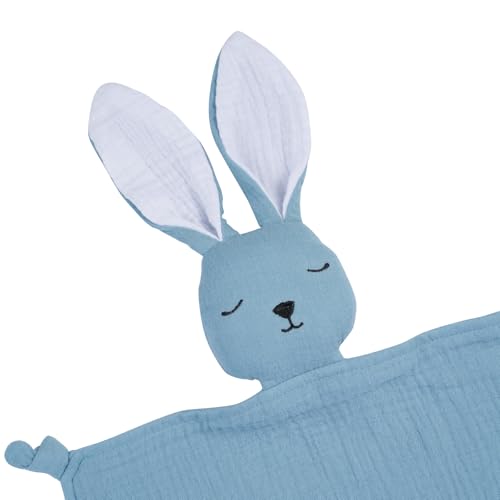 Image of WoodFe Muslin Loveys for Babies，Lovies for Babies Gifts,Security Blanks for Baby Boys and Girls,Bunny Lovey