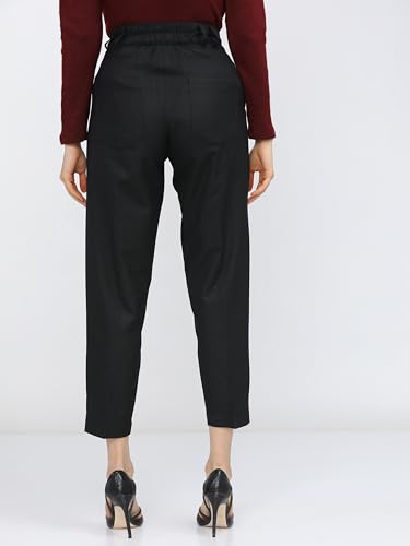 Image of Tokyo Talkies Women's Tapered Fit Cropped Trousers | Stretchable Trousers| Mid-Rise