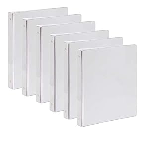Comix Economy 3 Ring Binder 1 inch with Clear View Cover, Holds 200 Sheets, 6 Pack (A2130, White)