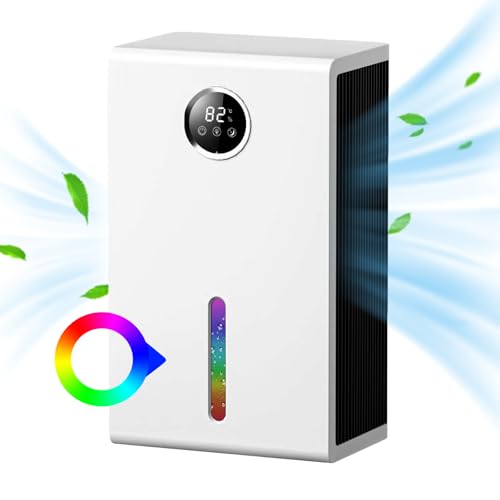 TOPCHANCES Luftentfeuchter Elektrisch 2800ml, leise kleine Luftentfeuchter für Schlafzimmer mit automatischer Abschaltung, 7-Farben-LED-Licht, ideal für Wohnmobil, Badezimmer, Schlafzimmer,Keller