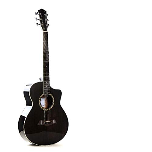 KEPOHK Guitarra Acústica Eléctrica Caoba Cuerda de acero 40 pulgadas A-Body Guitarra 6 cuerdas Folk Pop Cutaway Pastilla de alto brillo Azul Negro 40 pulgadas BKS