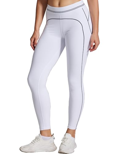 HXUNJW Women's High Waisted Tummy Control Yoga Pants - Ultra Soft 4-Way Stretch Workout Leggings for Gym Running(07/White/M)