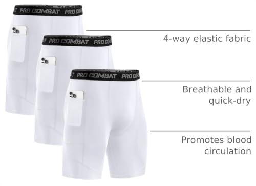 Image of Niksa 1 /2 Pack Mens Compression Shorts with Pocket, Performance Spandex Athletic Sports Workout Running Underwear Shorts
