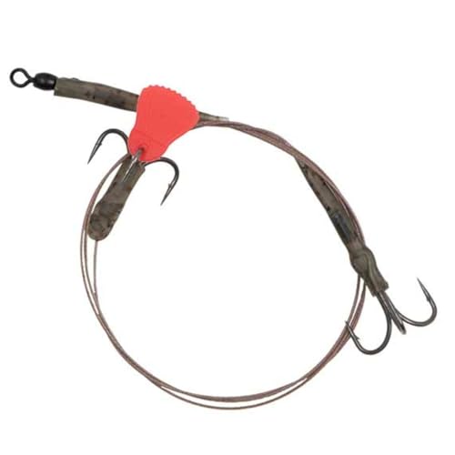 Fox Rage Predator Twin Treble Wire Trace, 50cm Size 6 Barbed 40lb FRR022.