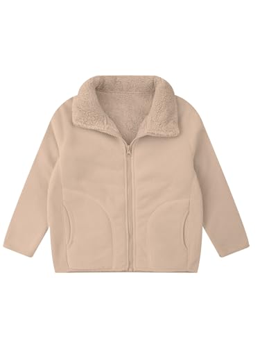 Kids Girls Boys Warm Fleece Athletic Jacket Solid Color Long Sleeve Stand Collar Full Zip Sweatshirt Tops3