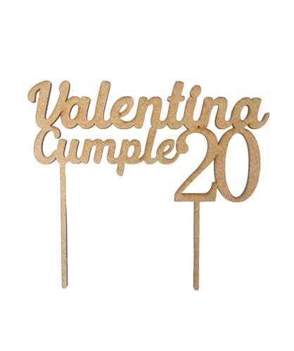 Topper Personalizado de Madera, Varios Colores Disponibles, con Nombre y Edad - Decoración para tarta Cumpleaños, Bodas, Bautizos, Comuniones,Eventos. Cake Topper,Cupcake Decoration, Cake Decorations