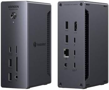 UGREEN Revodok Max Thunderbolt 4 Dock 13 in 1, 2*40Gbps Thunderbolt 4 with Dual 4K@60Hz, Single 8K Display, 2.5GbE, SD/TF Readers 312MB/s, 90W Charging, Docking Station Compatible for MacBook, Windows