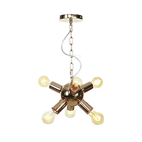 Lampe Suspendue Spoutnik KKXXYQFC à 6 Lumières en Fer Noir et Or
