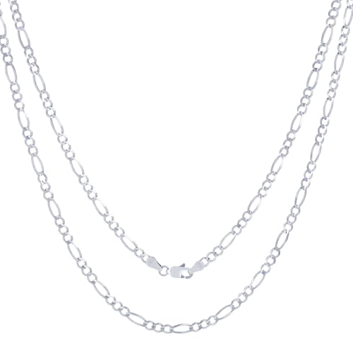 Nuragold 10K Real White Gold Solid Figaro Link Chain Necklace 16"-30" (2.25mm-6.5mm) Italian Jewelry for Men & Women2