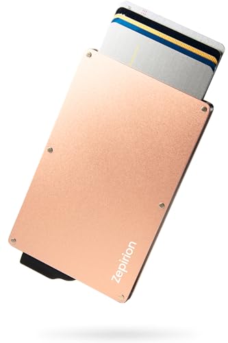 [zepirion] カードケース クレジットカードケース メンズ マネークリップ付き スキミング防止 RFID アルミ ワンタッチ スライド式 薄型 高耐久 ゴールドの商品画像（Amazon）