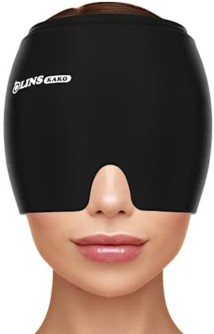 Migraine Relief Cap, Headache Relief Cap Headache Hat for Migraines 360° Form Fitting Head Gel Ice Wrap Cold Compress Hot Therapy for Sinus Tension Stress Headaches OLINS KAKO