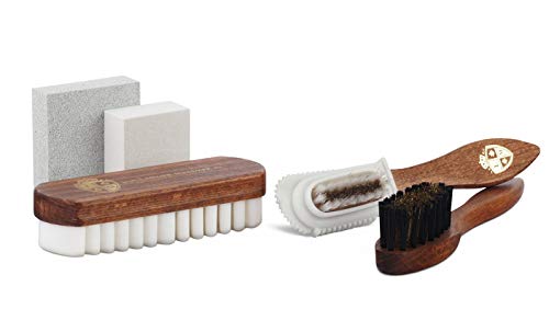 Langer & Messmer 5-delige verzorgingsset voor ruw leer incl. schoenborstels en reinigingsrubber voor de professionele suède verzorging.