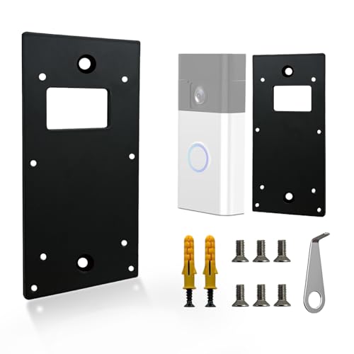 No-Drill Metal Doorbell Mount, Adhesive Mounting Plate Compatible with Ring Video Doorbell 3/3 Plus/4 2024 Release Mounting Holder Come with 2024 Key Replacement Tool-On Holder for Apartment & House