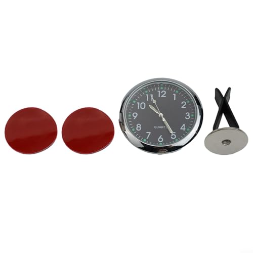 Reloj de coche para salpicadero y rejilla de ventilación, mini reloj digital luminoso con cuerpo de metal galvanizado, diseño compacto de 40 mm para automóvil, barco, bicicleta, (negro)