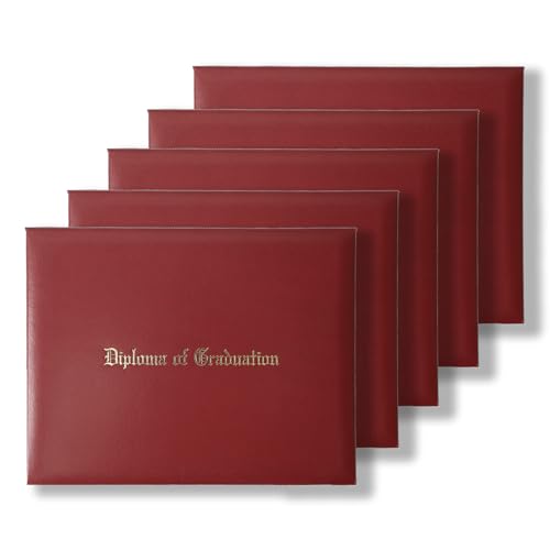 Diploma Holder Diploma Covers 8.5x11 Imprinted Diploma of Graduationfor Graduation Certifications Folder,Maroon,5-Pack