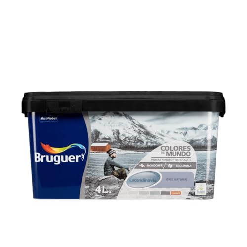 Bruguer Colori del Mondo Pittura per pareti monostrato Scandinavia Grigio Naturale 4 L