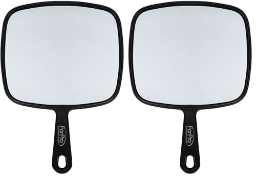Image of ForPro Professional Collection Extra Large Hand Mirror with Handle, 9 inch W x 12 inch L, Multi-Purpose Handheld Mirror with Distortion-Free Reflection, Black (Pack of 2)