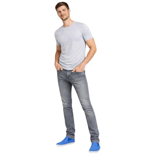 Image of True Face Mens Jeans Slim Fit Stretch Trousers Denim Pants Cotton Bottoms Zip Fly 5 Pockets Western Casual Wear TrueFace TF022 Grey Wash 36WX34L