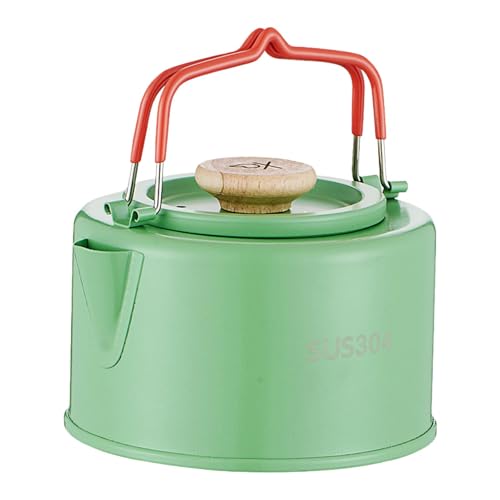 Wezalget Hervidor de agua caliente para camping, 1100 ml, mango resistente al calor, hervidor de agua caliente, hervidor de agua de camping para té, café