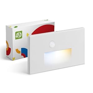 ASD LED Recessed Step Light Fixture, Outdoor & Indoor Stair Tread Lighting | 3CCT, Motion Sensor, Waterproof, ETL Listed | 3W 120LM 3000K-5000K 120V | Staircase Hardwired Illumination | White
