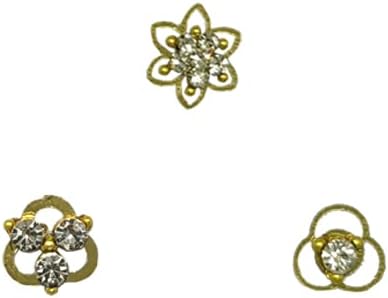 Comet Busters Handcrafted Gold Finish Nose Studs Stick Ons Self Adhesive Non Piercing Nose Studs (Nosestud015)