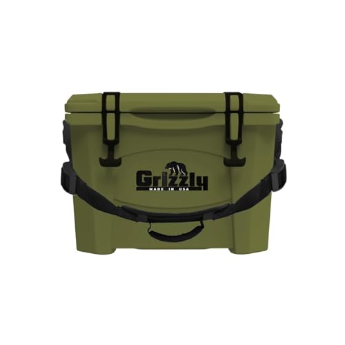Grizzly 15 Cooler | 15 qt Ice Chest Durable Rotomolded Insulated | Made in USA | Warranty for Life | for Beach Boat Camping Fishing Hunting | G15 | Ranger Green