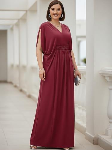 Image of KOH KOH Womens Long V-Neck Grecian Goddess Wedding Guest Maxi Dress Gown