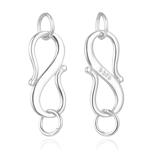 10pcs Adabele Real Sterling Silver S Hook Eye Clasp 12.8mm Connector Closed Rings Tarnish Resistant