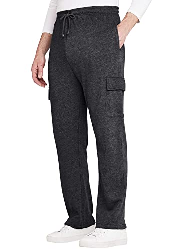 Pegasus Men's Fleece Jog Pant with Cargo Pockets Soft and Comfortable Lounge Pants Black 52W / 31L