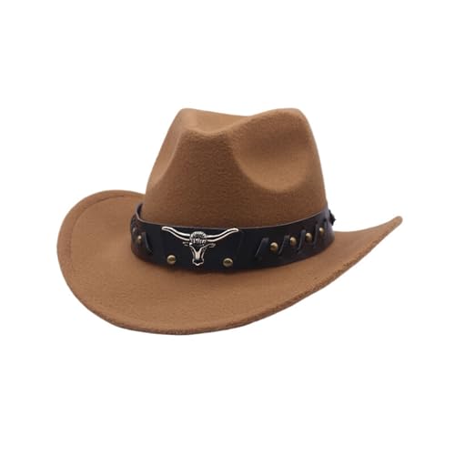QIUhhpuy Chapeaux Cowboy Style Western pour Hommes,Chapeaux Fedora à Large Bord pour Femme,Costume De Cowgirl,Chapeau Western, De Soleil Chapeau D'éQuitation