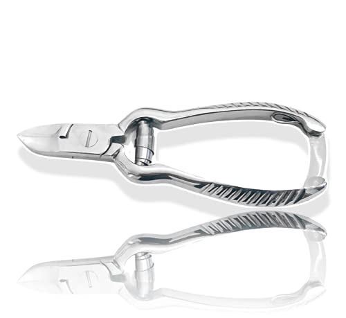 Alicates cortaúñas con muelle amortiguador, mangos acanalados con cortador de cabeza curvado para un corte exacto, ideal para uñas fuertes, longitud de 14 cm, superficie de corte de aprox. 1,5 cm Cover