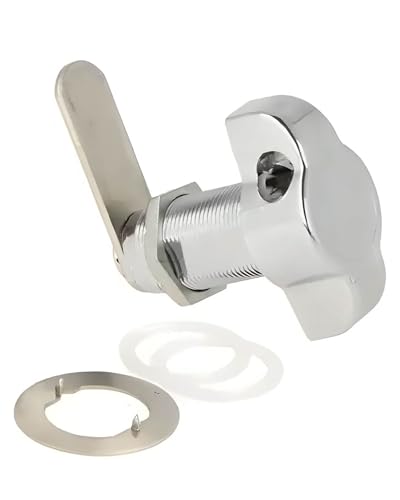 Gedotec Spindschloss aus Metall - Chrom poliert DIN Rechts - Ø 19 x 25 mm - Drehriegelschloss für Vorhängeschloss Ø 5 – 7 mm - Spind-Türschloss für Metallschränke, Holzschränke, Schließfachgriff 300