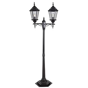 Kenroy Home Villa 93434ORB 6′ Traditional 2-Light Decorative Vintage Outdoor Portable Street Lamp with Clear Glass Panels for Deck, Patio, Porch, Walkways, or Backyard Events, Oil Rubbed Bronze
