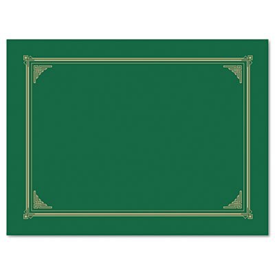 Certificate/Document Cover, 12 1/2 x 9 3/4, Green, 6/Pack