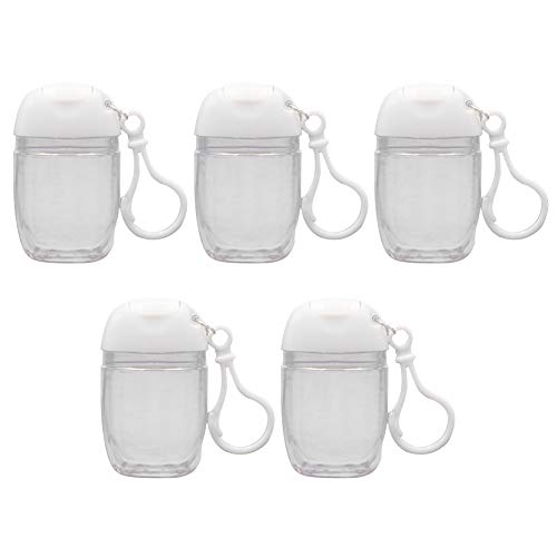 6Shine Lot de 5 flacons vides 30 ml flexibles pour emballage quotidien de porte-clés, haute transparence, réutilisables de petite taille en spirale, pour voyage, anti-fuite, bouchon à rabat Cover