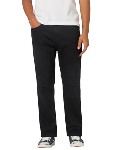 Jeans pour homme Bewakoof noir taille 40 pantalon denim coupe droite