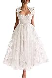 CAZSXIS 3D Butterfly Dress Tulle Prom Dresses Ivory Tulle for Women Spaghetti Straps Formal Evening Gown Sweetheart A-Line Party Dress US4