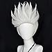 ANOGOL Hair Cap+ Short Silver Wig for Cosplay Sea Witch Grey White Spiky Synthetic Layered Wig for Women Men Anime Halloween Party Costume