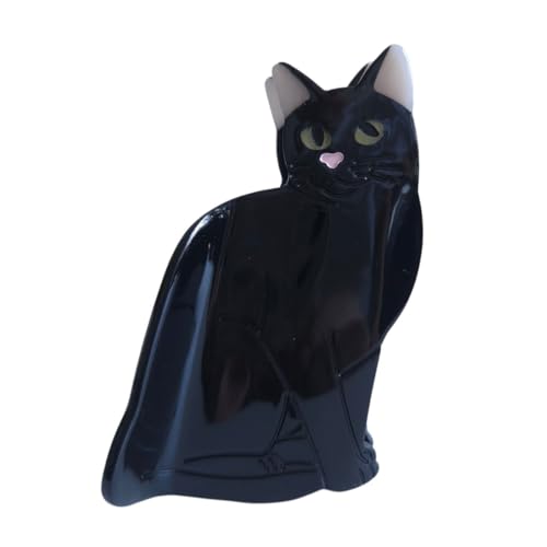 Pince à cheveux chat noir amusante en acétate pour femme