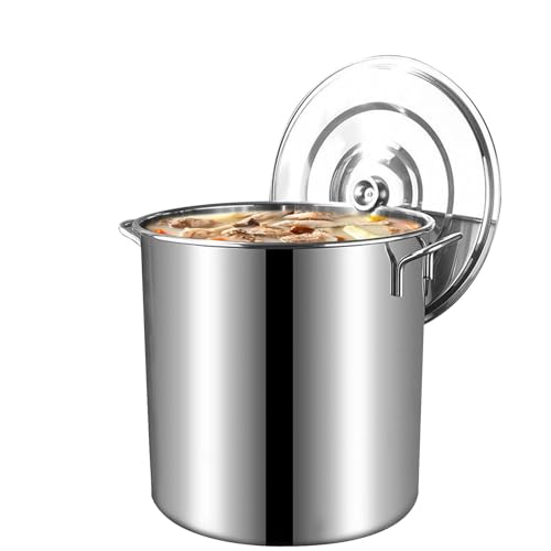 SaryEdge Vaporera de Acero Inoxidable, ollas Grandes para cocinar, Olla sopera de Acero Inoxidable 201 con Tapa, Cubo Redondo, Uso Multiusos para la Cocina del hogar, 70 l, 20 l,20L