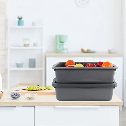 Nicesh 3-Pack 13 L Plastic Commercial Bus Tub, Gray Bus Box With Lid #TOP4