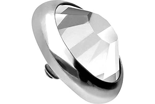 PIERCINGLINE Titan Piercing Dermal Anchor Aufsatz Ersatz DISC + KRISTALL Silberfarben Kristallklar 4 mm