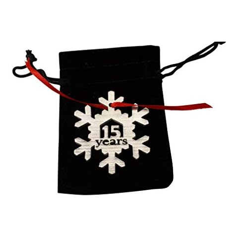 15 Years Cut Out Metal Snowflake Christmas Tree Hanging Decoration - 15th Wedding Anniversary Cover
